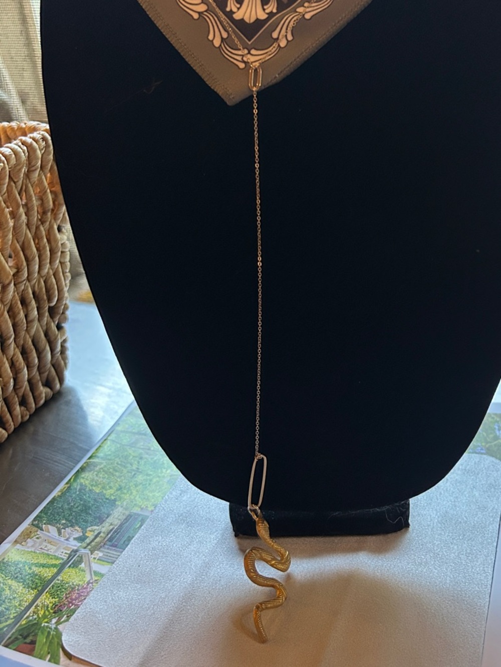 Gold Snake Pendant Lariat Necklace - Women's Jewelry